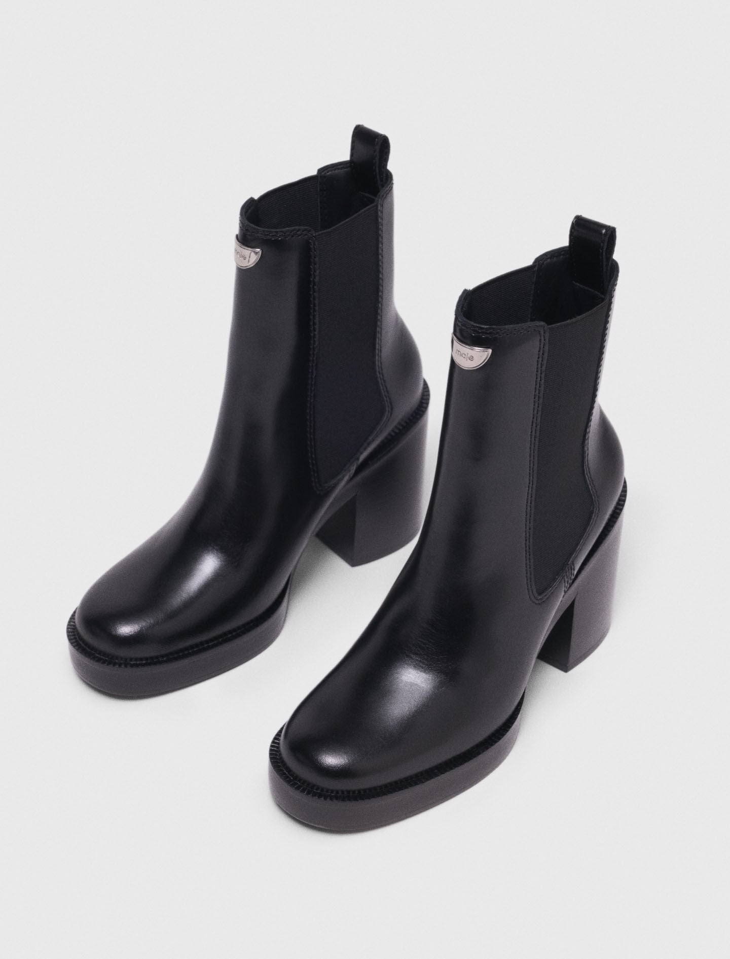 Maje Sale / Heeled leather chelsea boot