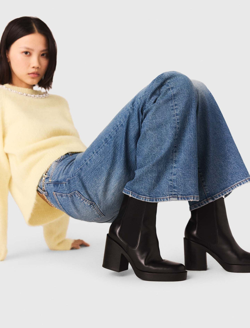Maje Sale / Heeled leather chelsea boot