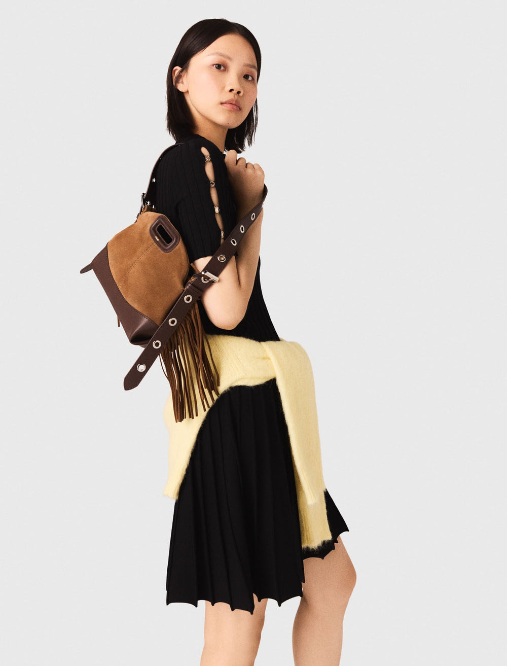 Maje Discount / Leather and suede Miss M Mini bag
