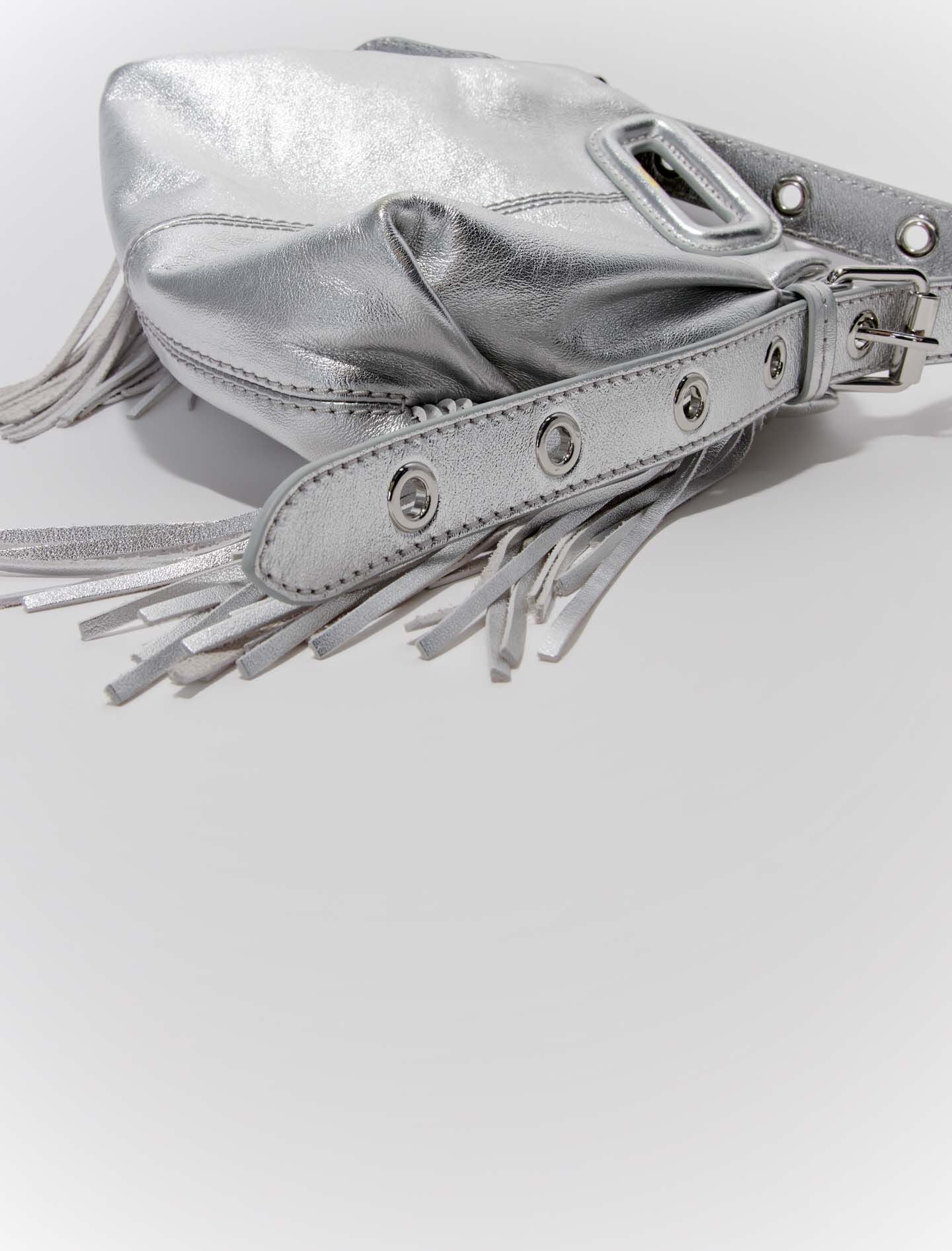 Maje Sale / Metallic leather Miss M Mini bag