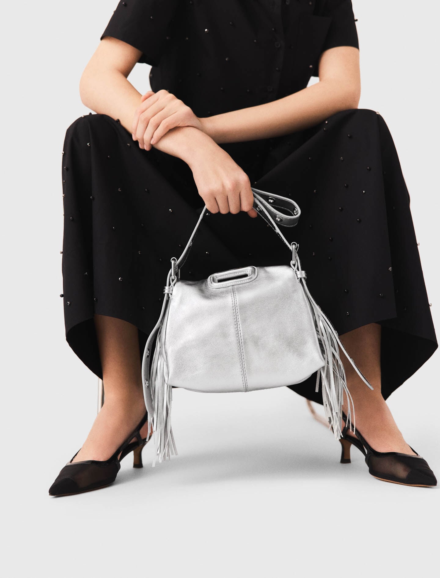 Maje Sale / Metallic leather Miss M Mini bag