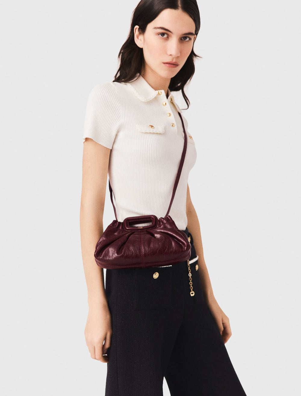 Maje Outlet / Crackled leather Milpli mini Clutch