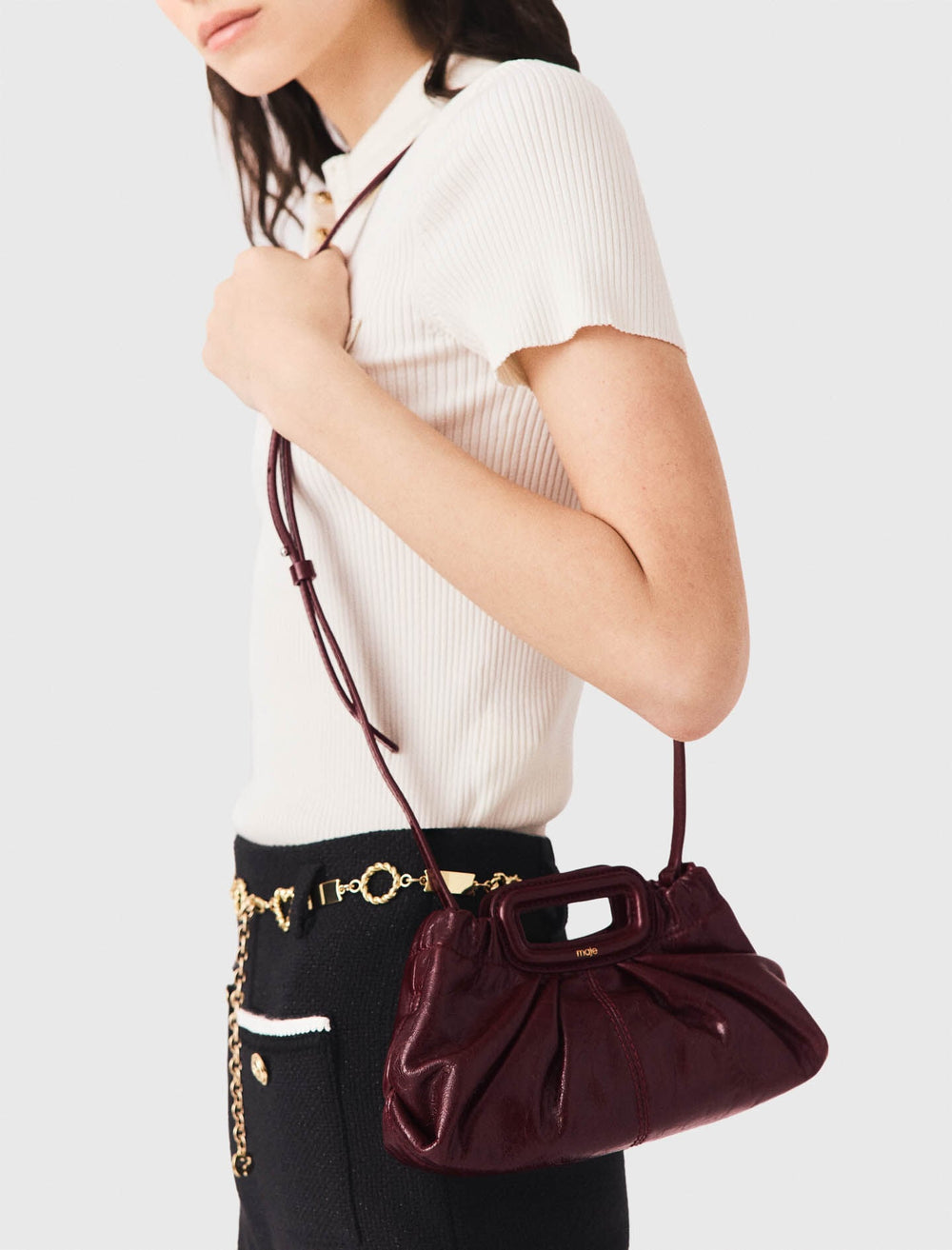 Maje Outlet / Crackled leather Milpli mini Clutch