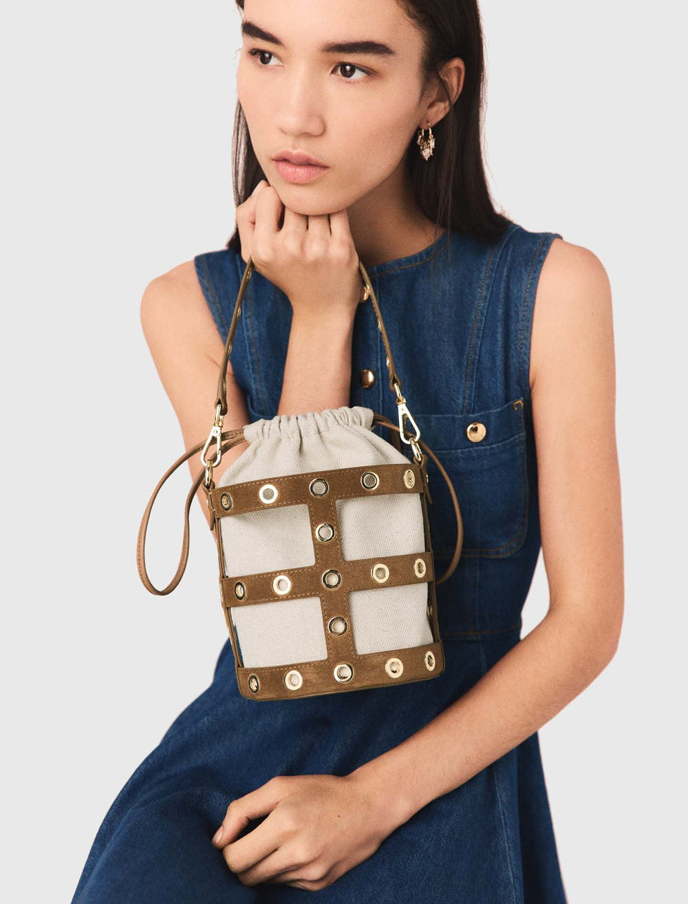 Maje Outlet / Suede Miss M bucket bag