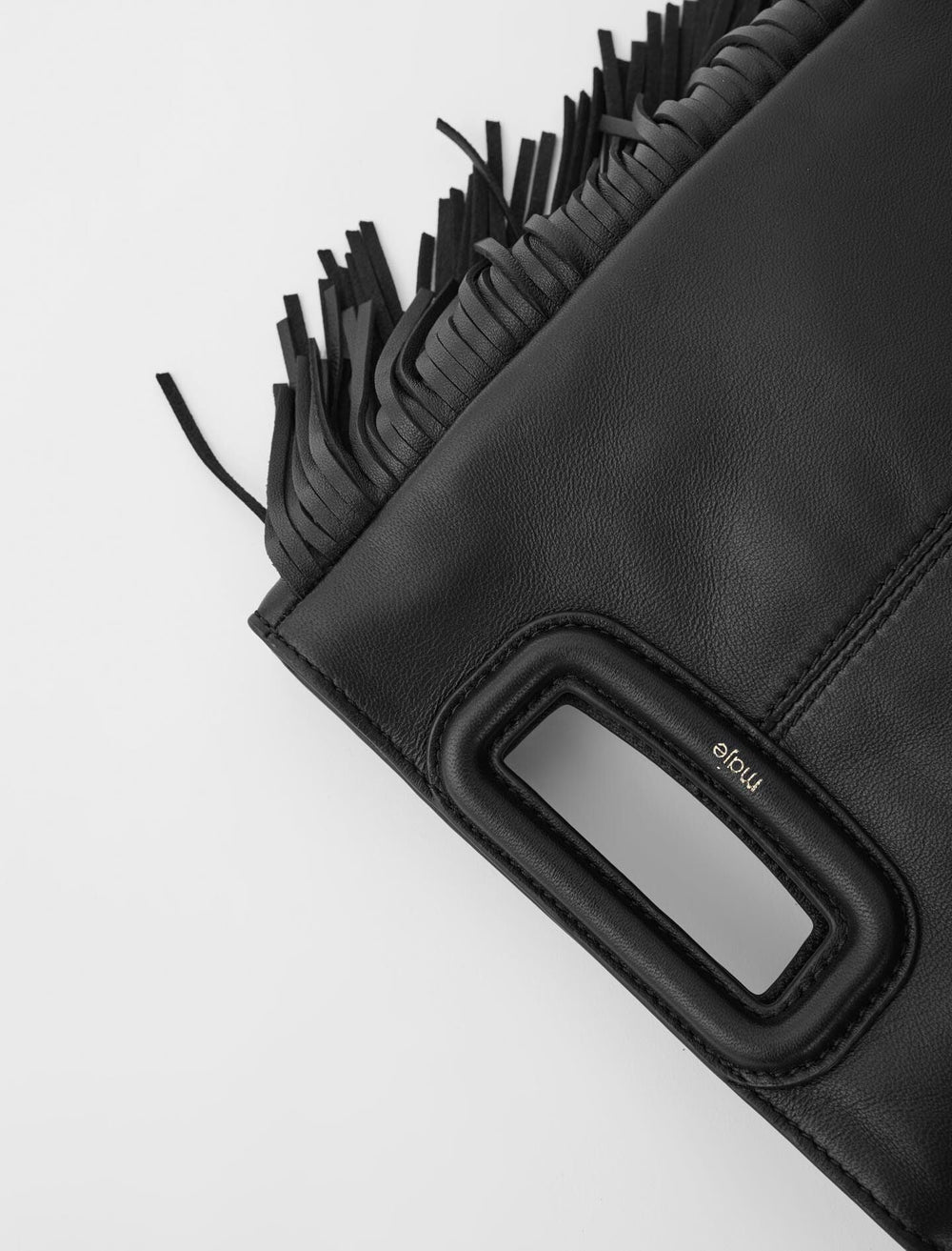 Maje On Sale / Smooth leather M bag with fringing