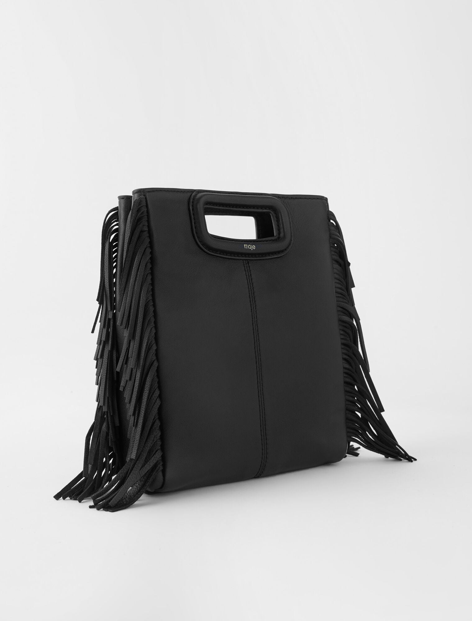 Maje On Sale / Smooth leather M bag with fringing