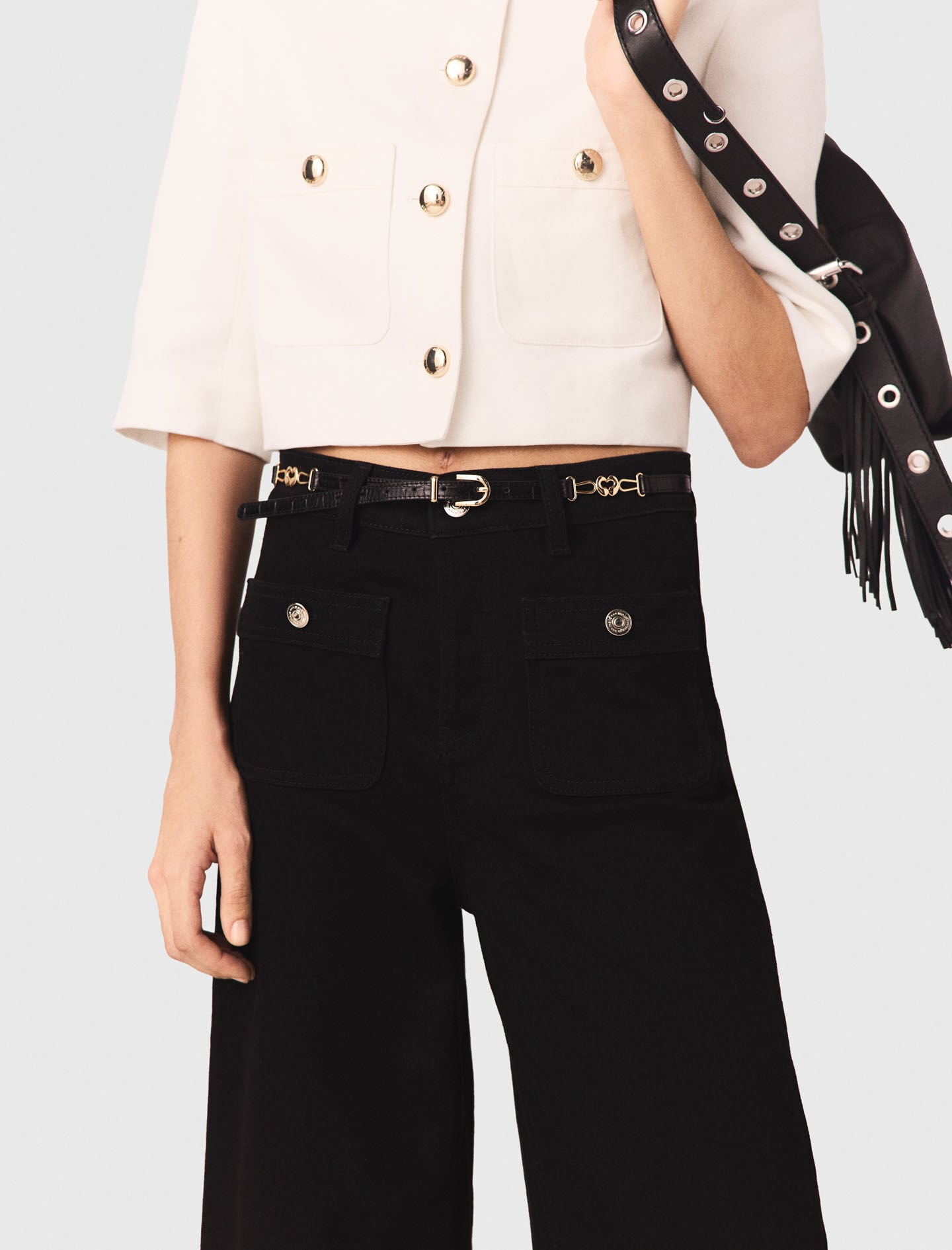 Maje Shop / Slim croc-effect leather belt