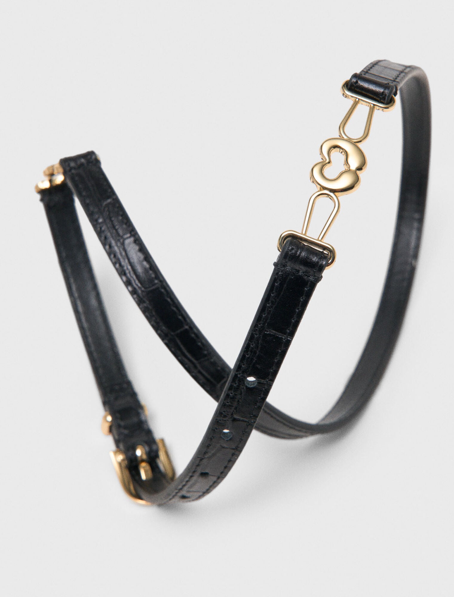 Maje Shop / Slim croc-effect leather belt