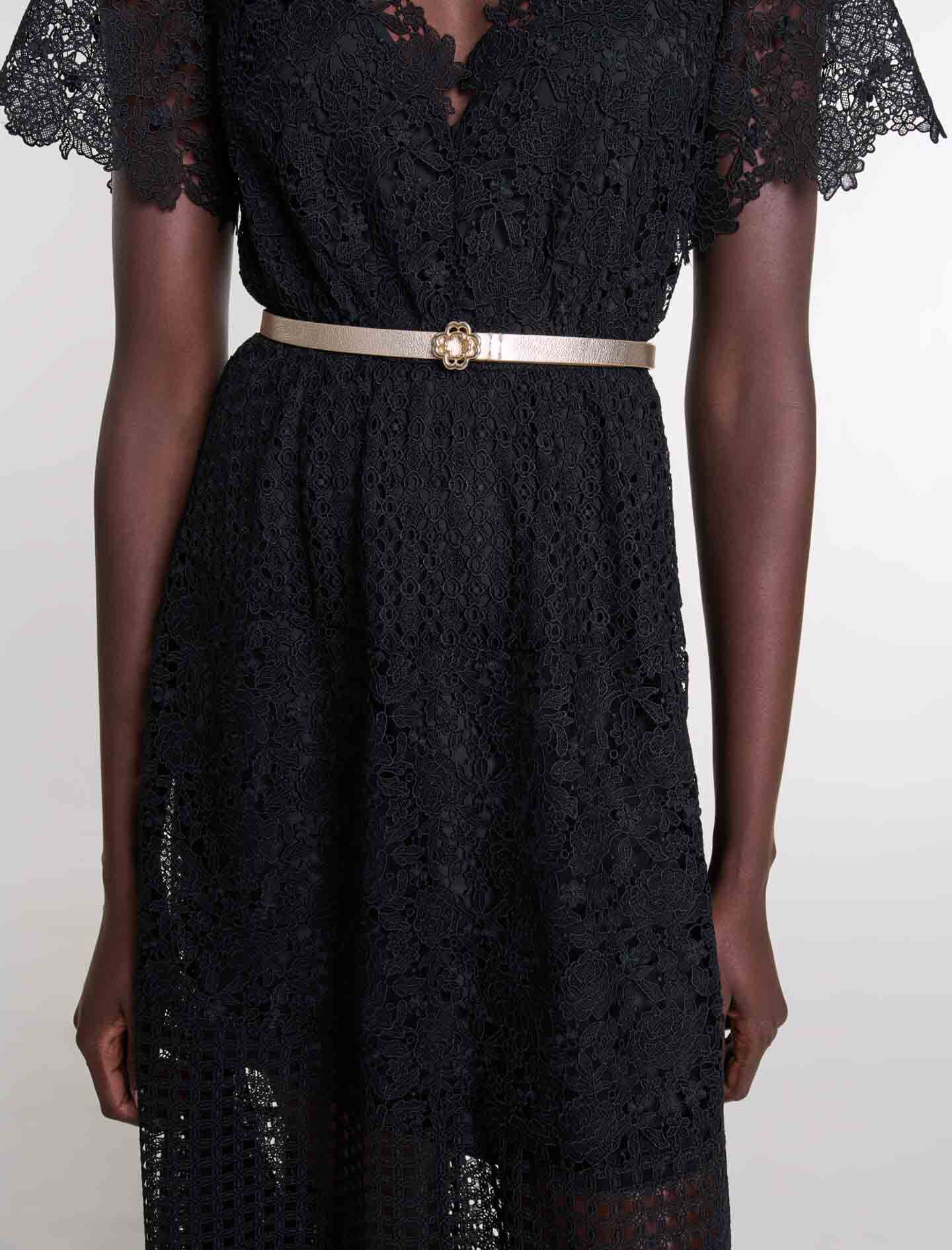 Maje Sale / Slim belt with Clover buckle