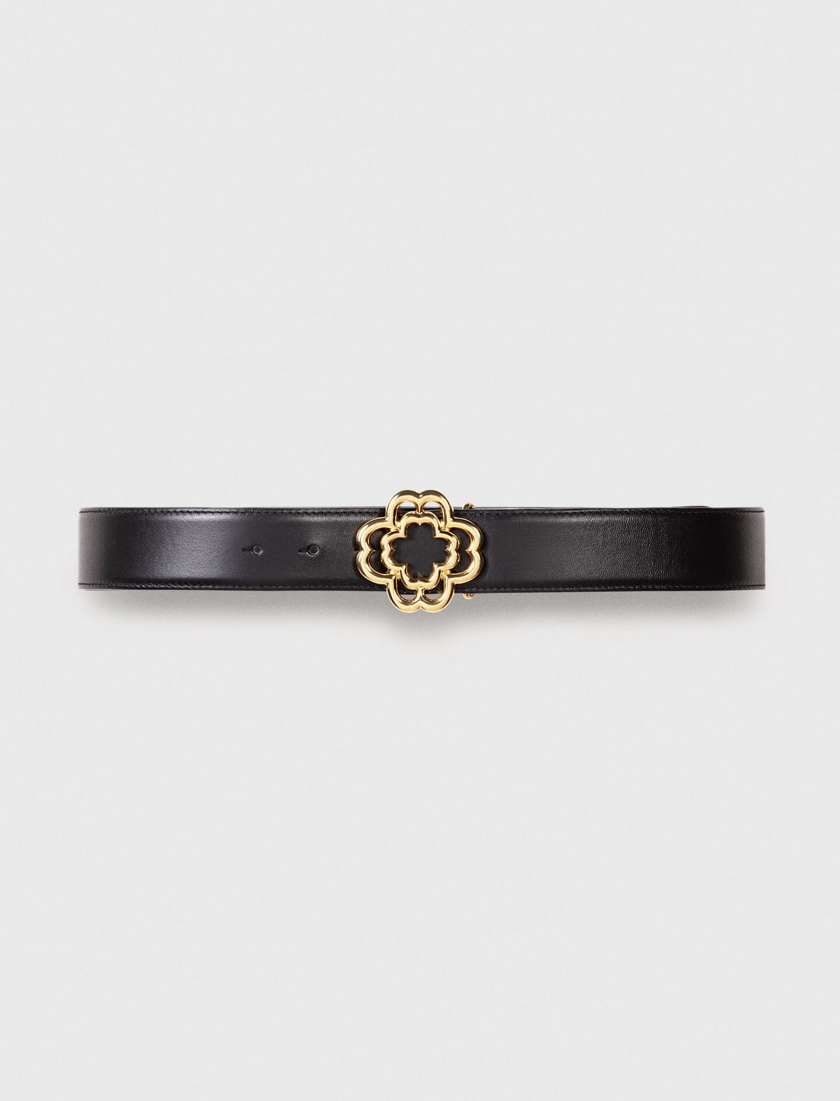 Maje Discount / Leather belt with Clover logo