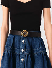 Maje Discount / Leather belt with Clover logo