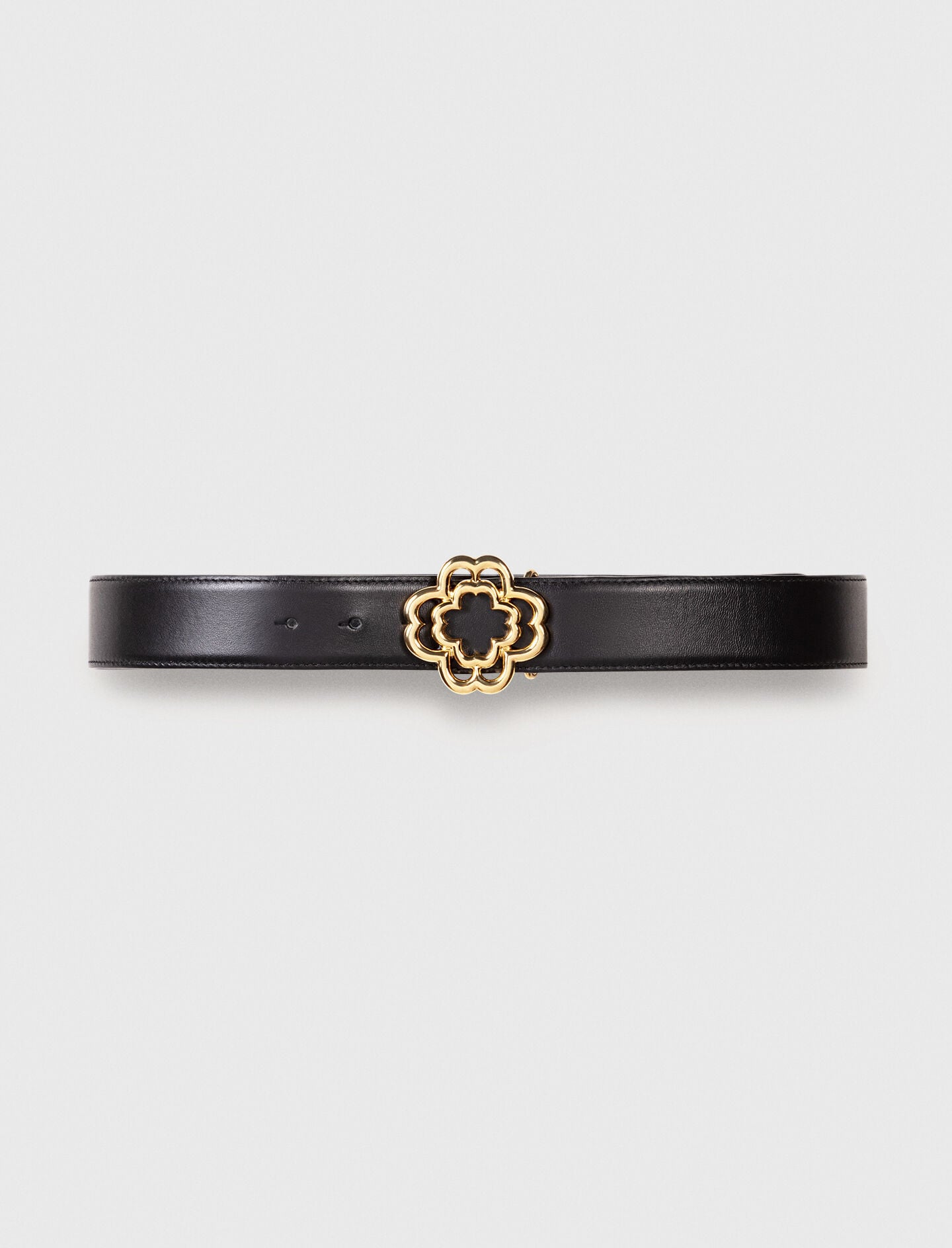 Maje Discount / Leather belt with Clover logo
