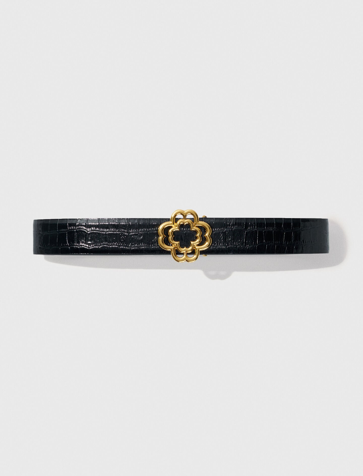 Maje Online / Croc-effect leather double M belt