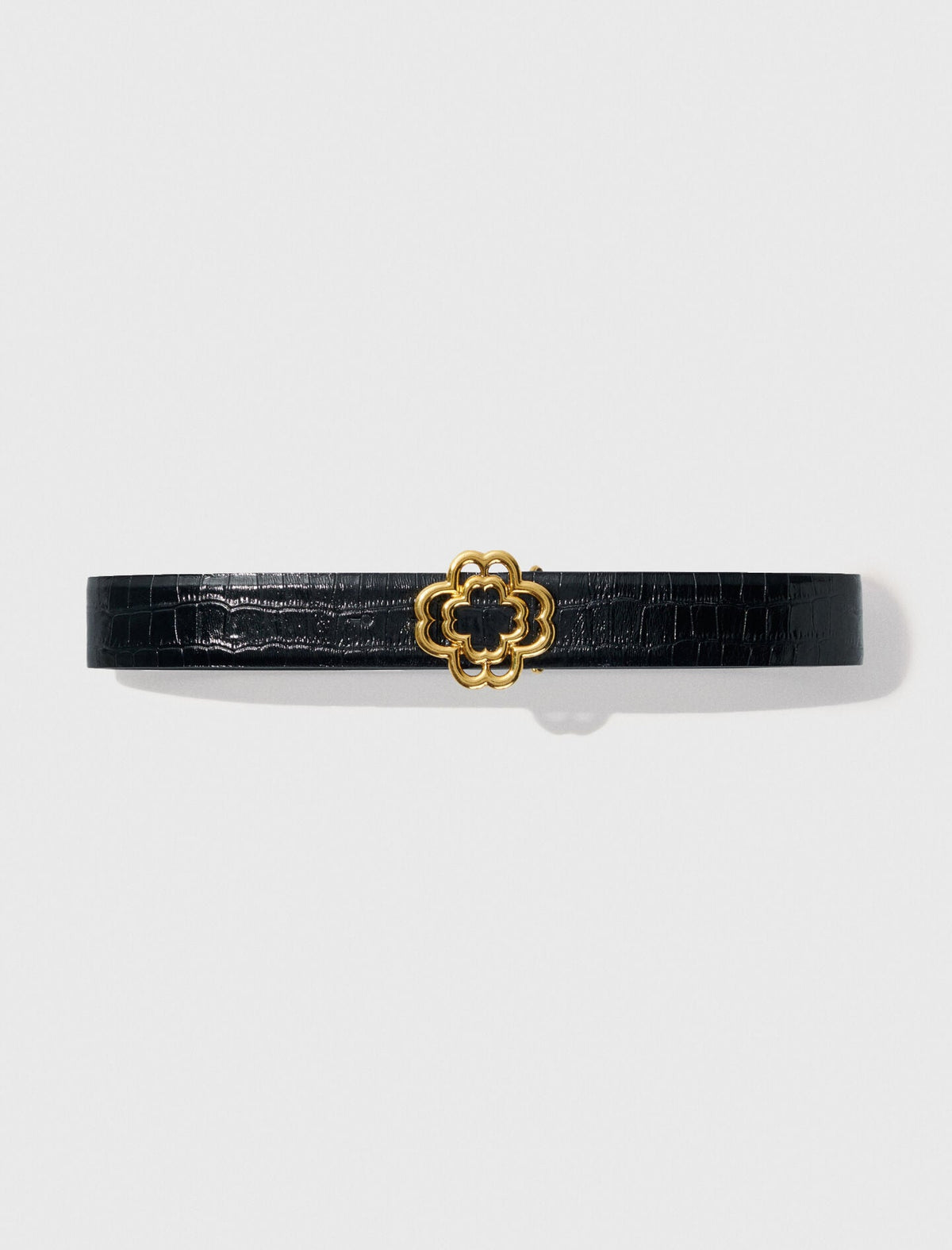 Maje Online / Croc-effect leather double M belt