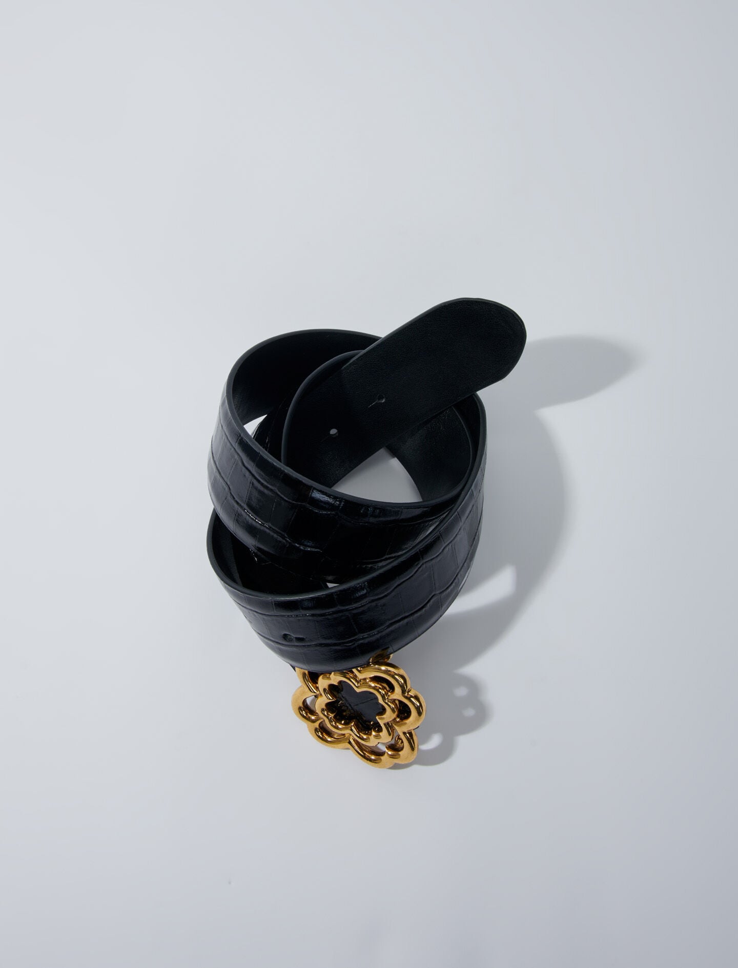 Maje Online / Croc-effect leather double M belt