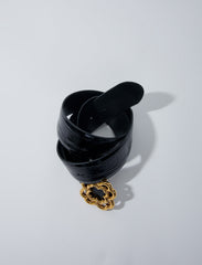 Maje Online / Croc-effect leather double M belt