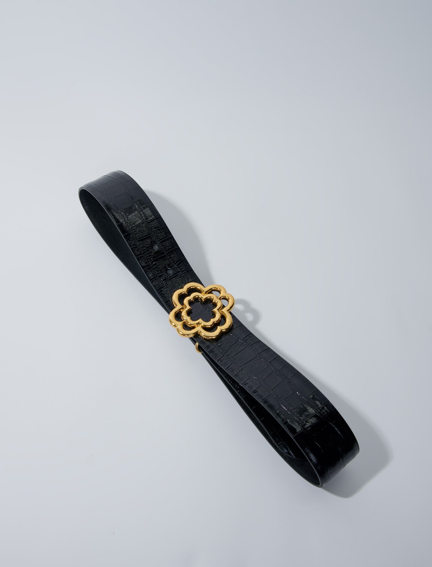 Maje Online / Croc-effect leather double M belt
