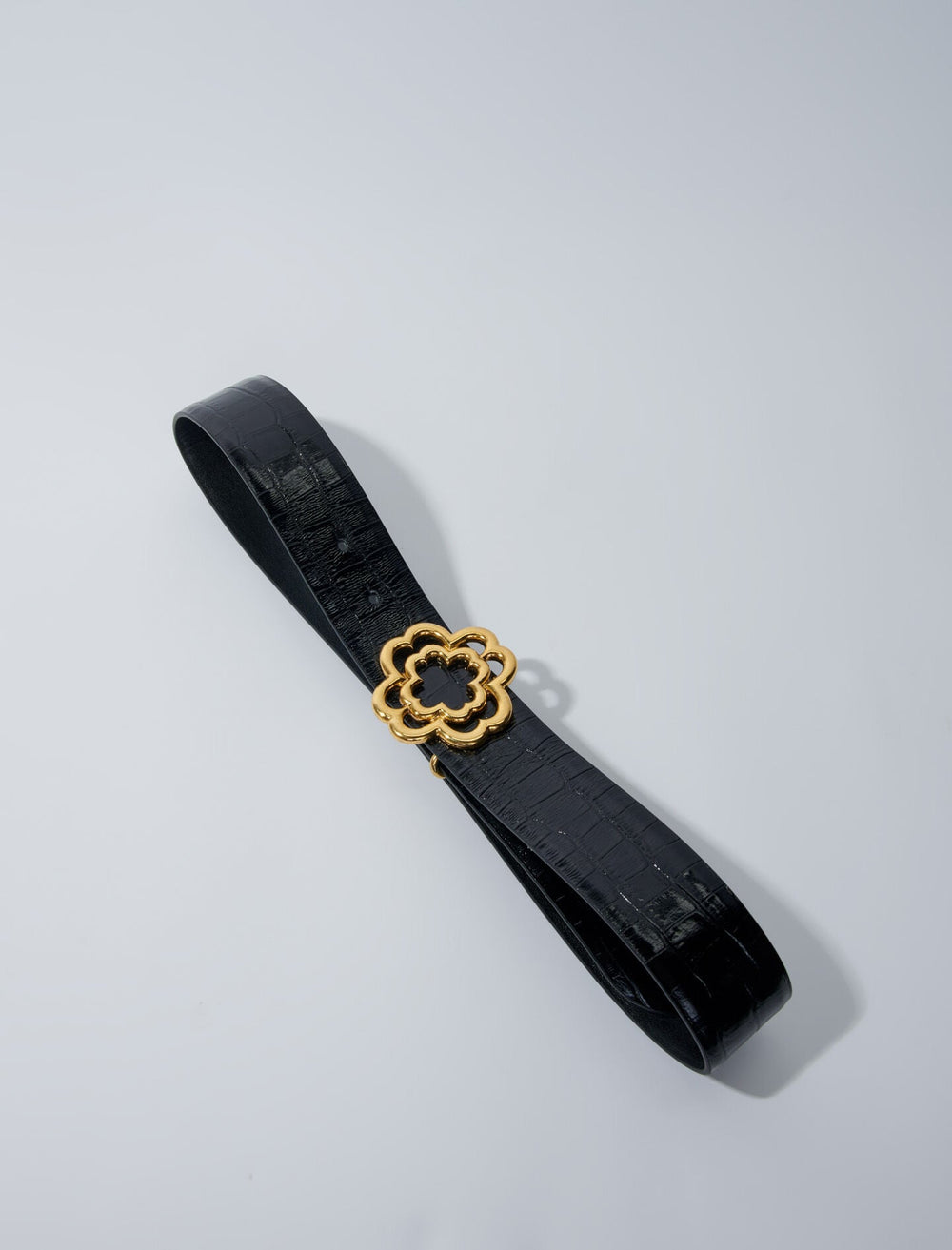 Maje Online / Croc-effect leather double M belt