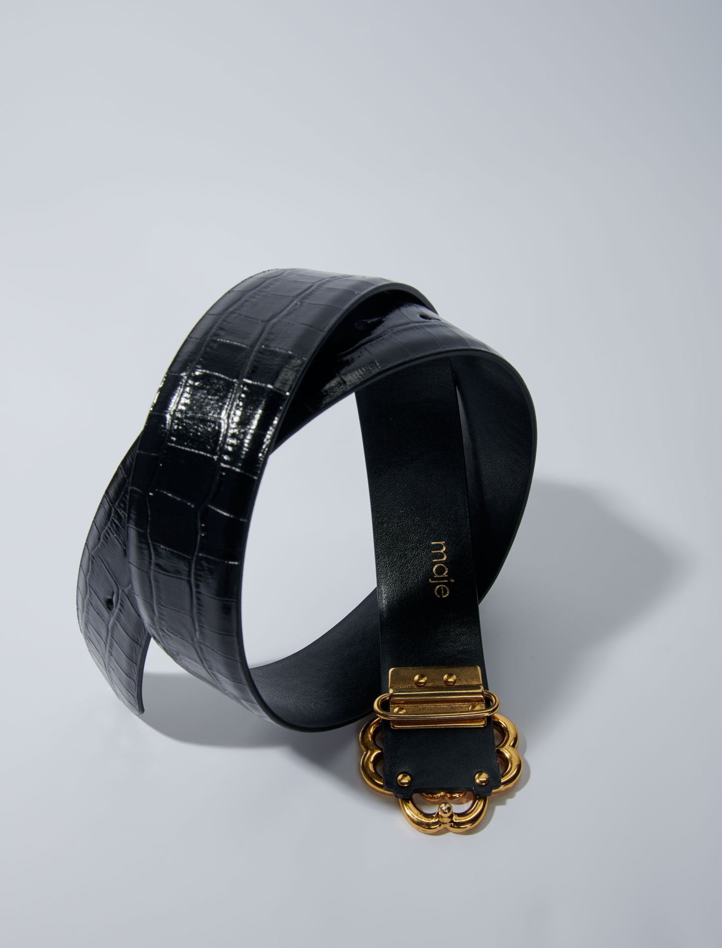 Maje Online / Croc-effect leather double M belt