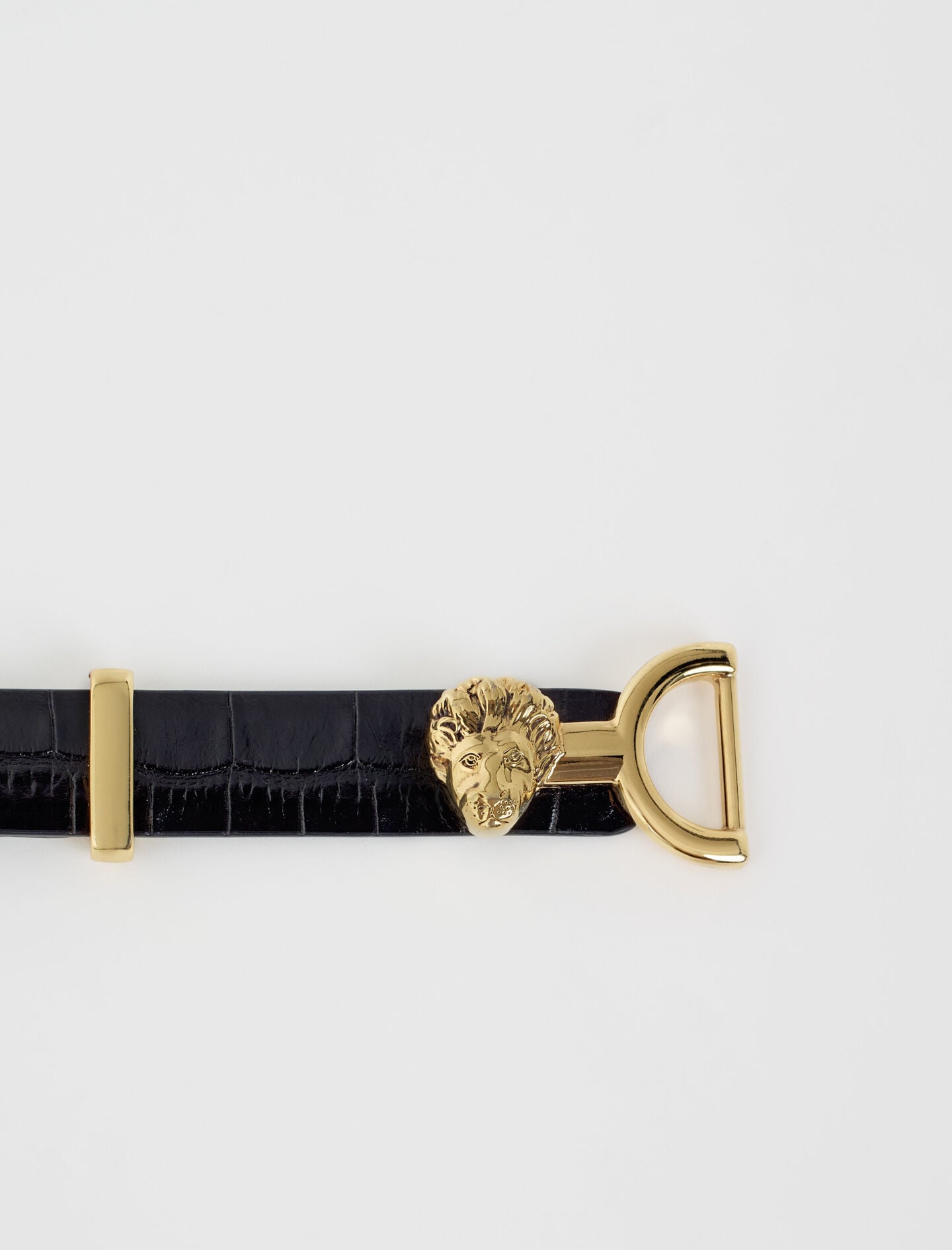 Maje Shop / Thin leather belt with lion bit