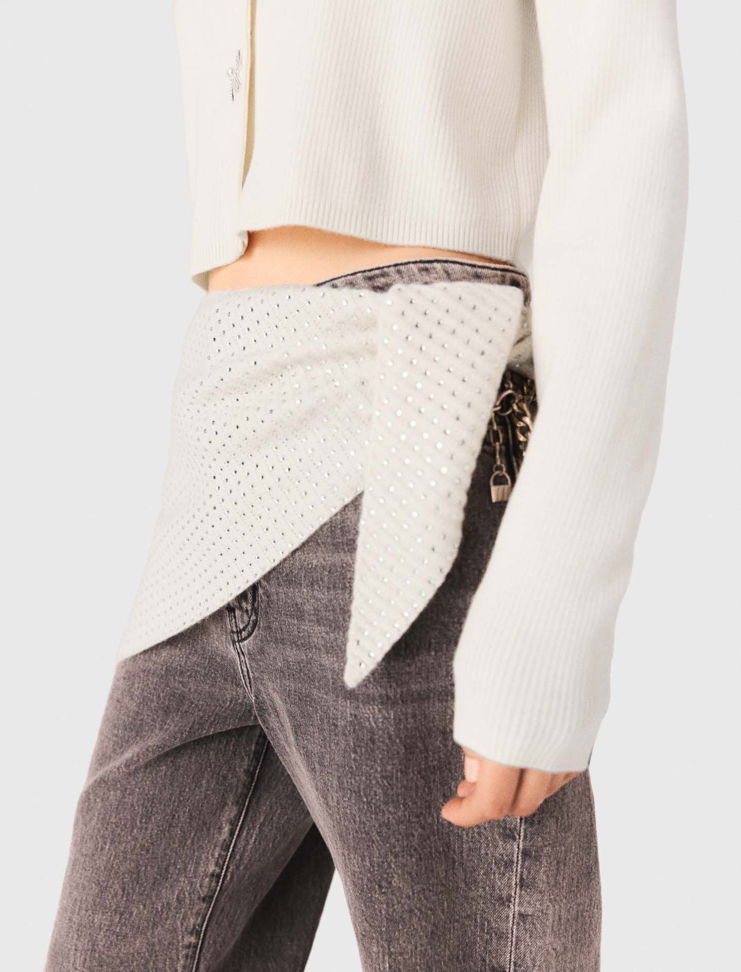 Maje New / Rhinestone wool triangle scarf
